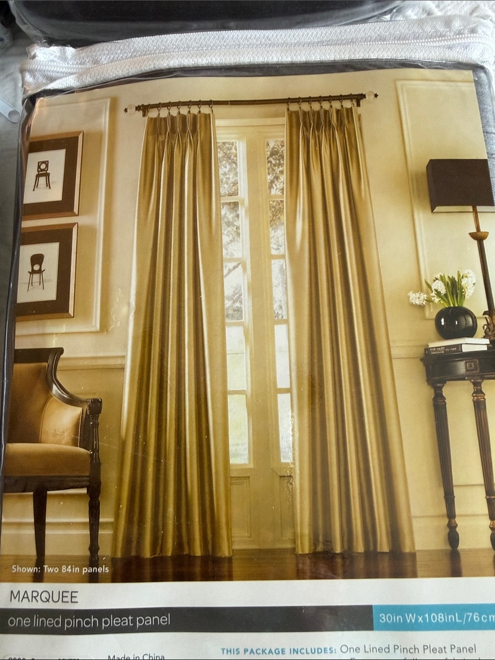 NWT Marquee Pewter Lined Pinch Pleat Curtain Panel - SET OF 4 PANELS